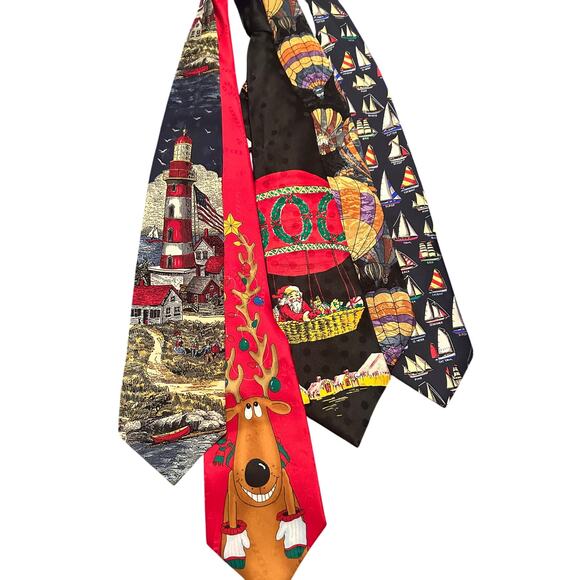 GUC Men's Hanging Tie Holder with Assortment of 5 Full Length Ties - Picture 4 of 6